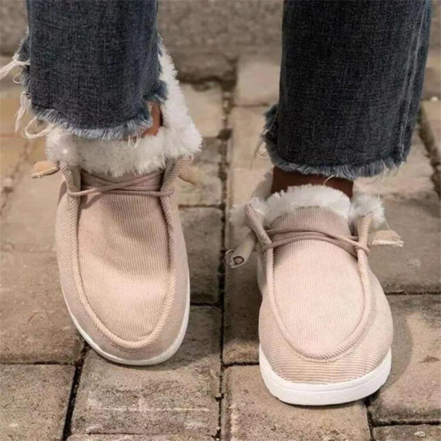 Ladmiple Winter Boots For Women Cute Snow Boots Fur Lined Warm Slip On Ankle Booties Outdoor Anti Slip Walking Shoes