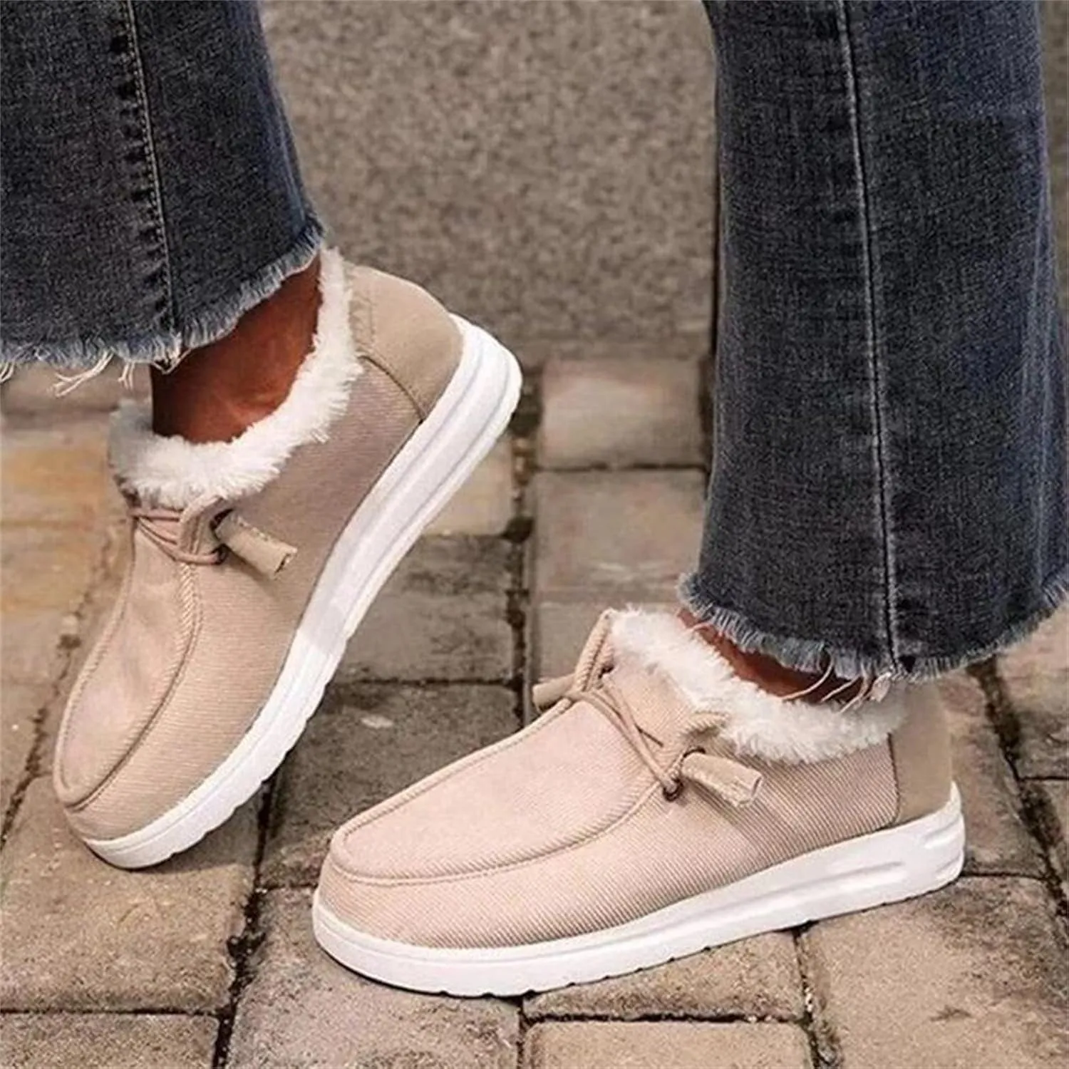 Ladmiple Winter Boots For Women Cute Snow Boots Fur Lined Warm Slip On Ankle Booties Outdoor Anti Slip Walking Shoes