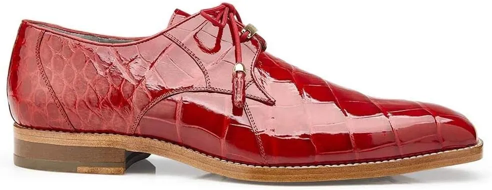 Lago Red Genuine Alligator Tassel Laces Men's Oxford Shoes