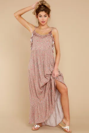 Let's Travel Mauve Pink Floral Print Maxi Dress