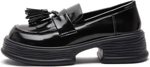 Loafers for Women Women??s Genuine Leather Loafers with Thick Bottom Autumn Tassel Casual Shoes for Students and Girls