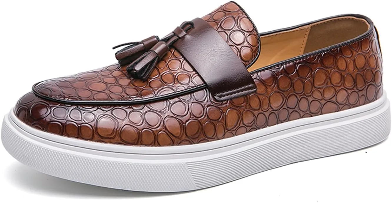Loafers Slip On Shoes for Men Casual Dress Leather Prom Tassel Loafers Wedding Fashion Tuxedo Walking Summer Shoes