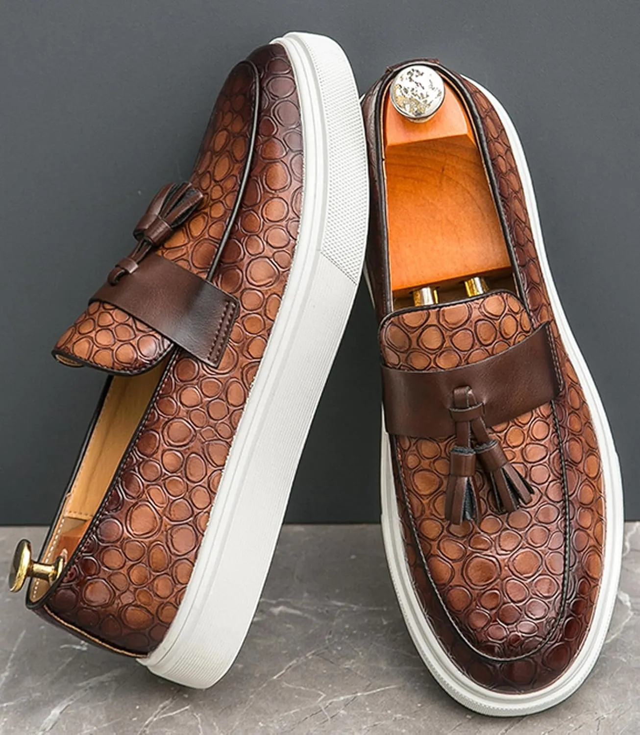 Loafers Slip On Shoes for Men Casual Dress Leather Prom Tassel Loafers Wedding Fashion Tuxedo Walking Summer Shoes