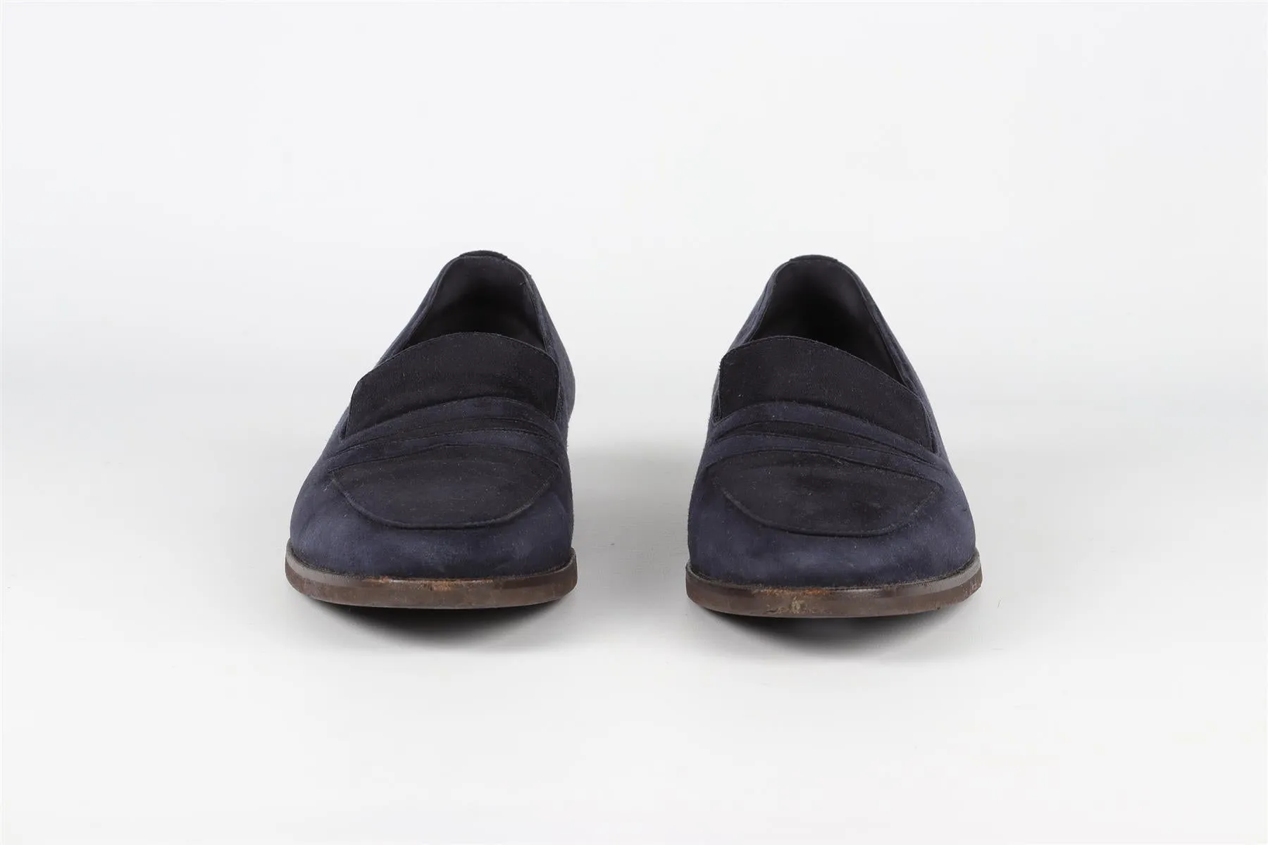 LORO PIANA NAVY SUEDE LOAFERS EU 37 UK 4 US 7
