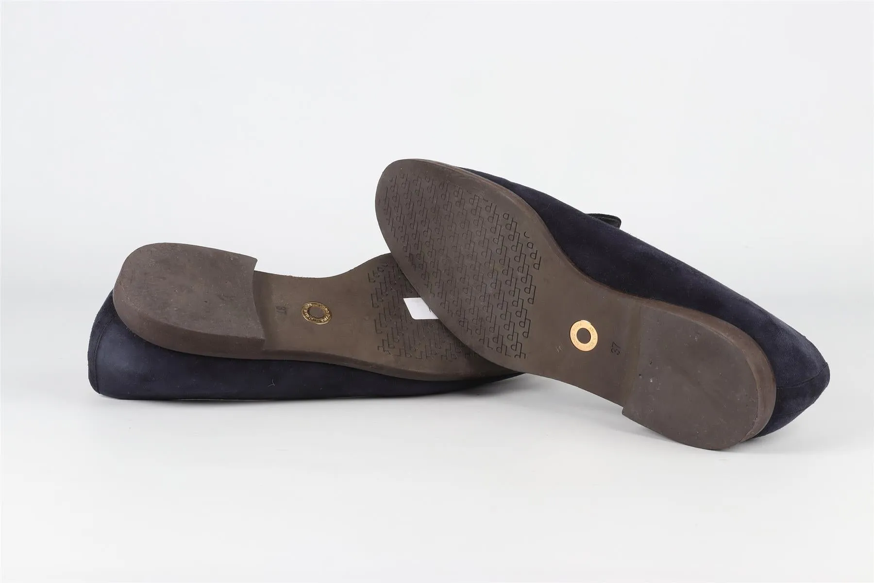 LORO PIANA NAVY SUEDE LOAFERS EU 37 UK 4 US 7