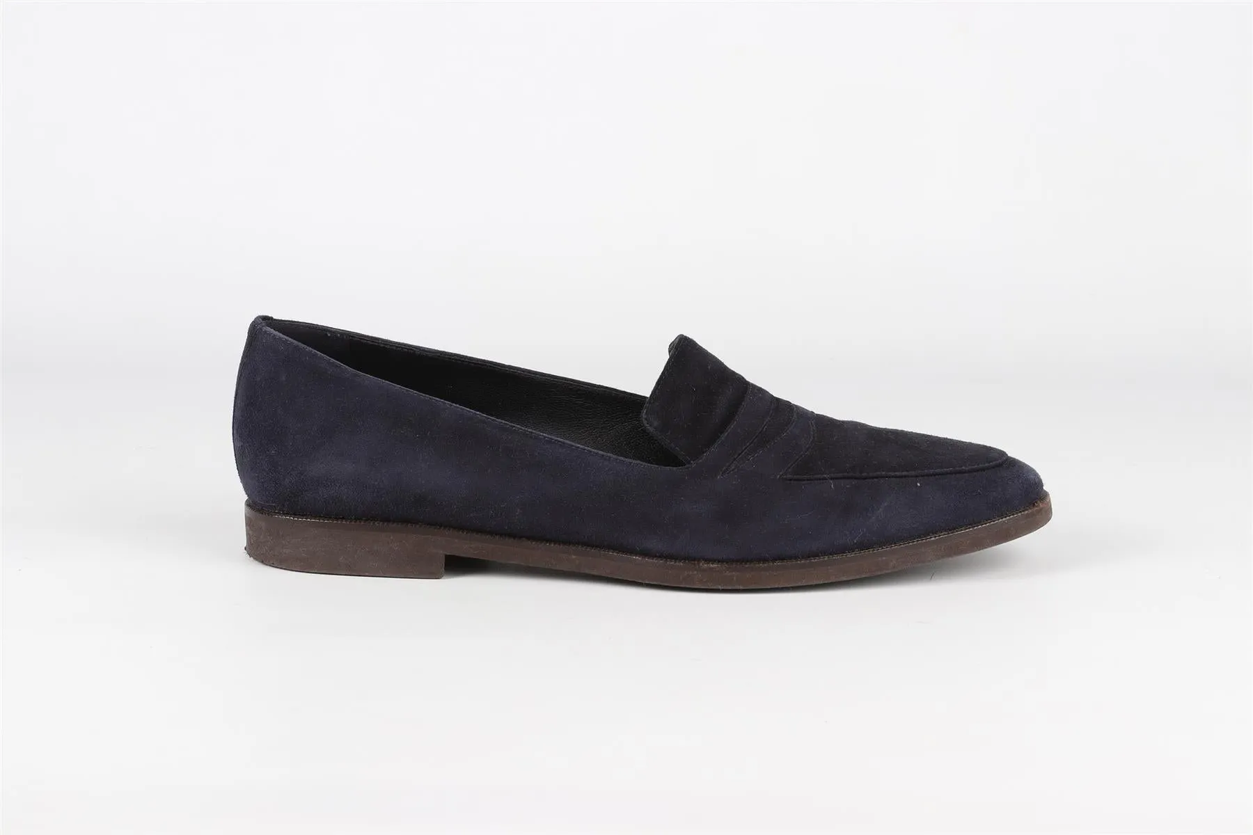 LORO PIANA NAVY SUEDE LOAFERS EU 37 UK 4 US 7