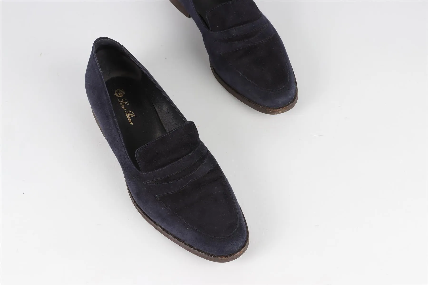 LORO PIANA NAVY SUEDE LOAFERS EU 37 UK 4 US 7