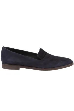 LORO PIANA NAVY SUEDE LOAFERS EU 37 UK 4 US 7