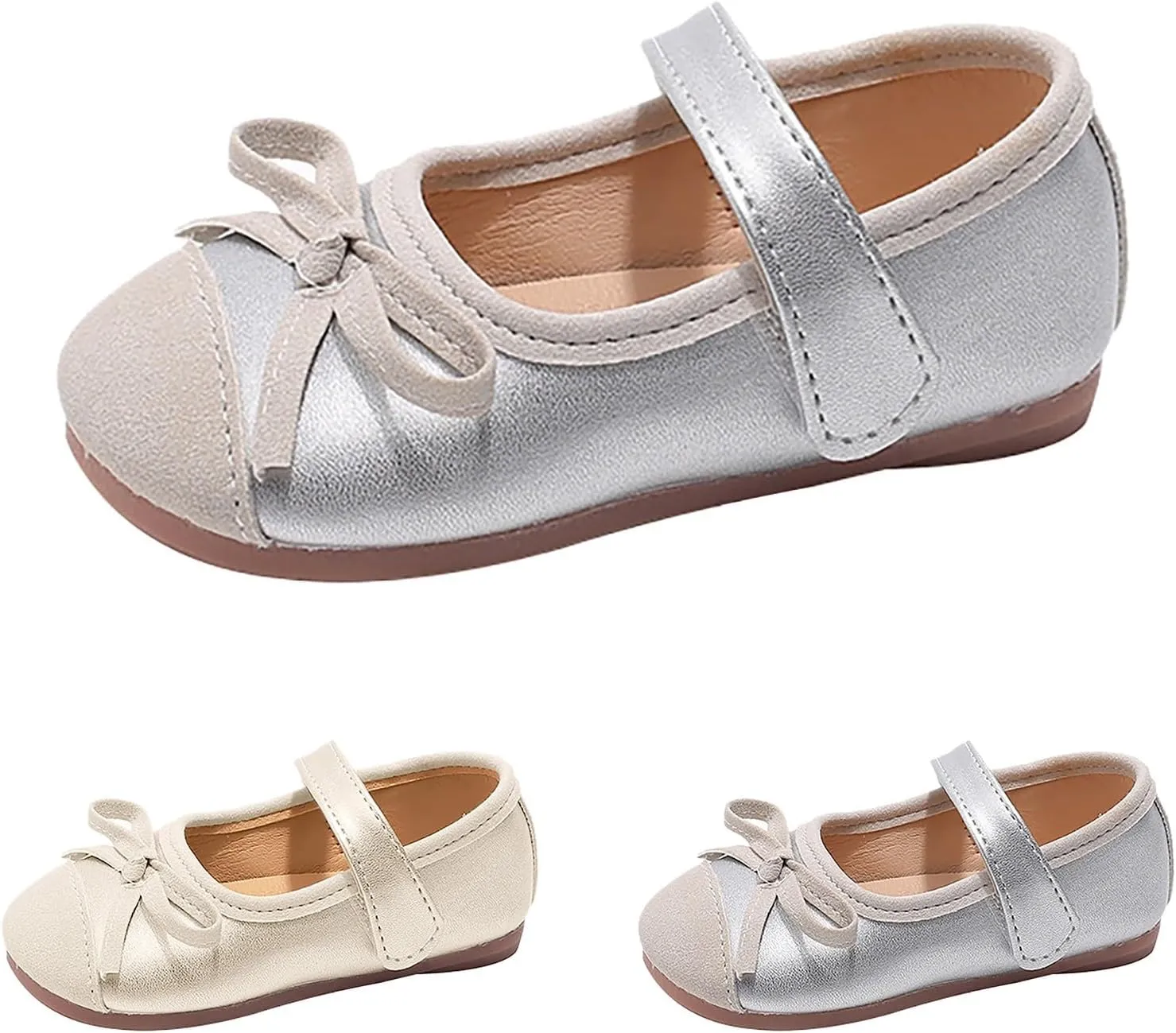 Mary Jane Flat for Toddler Girls Little-Kids Glittery Dress Princess Wedding Ballet Shoes Soft Strap Ballerina