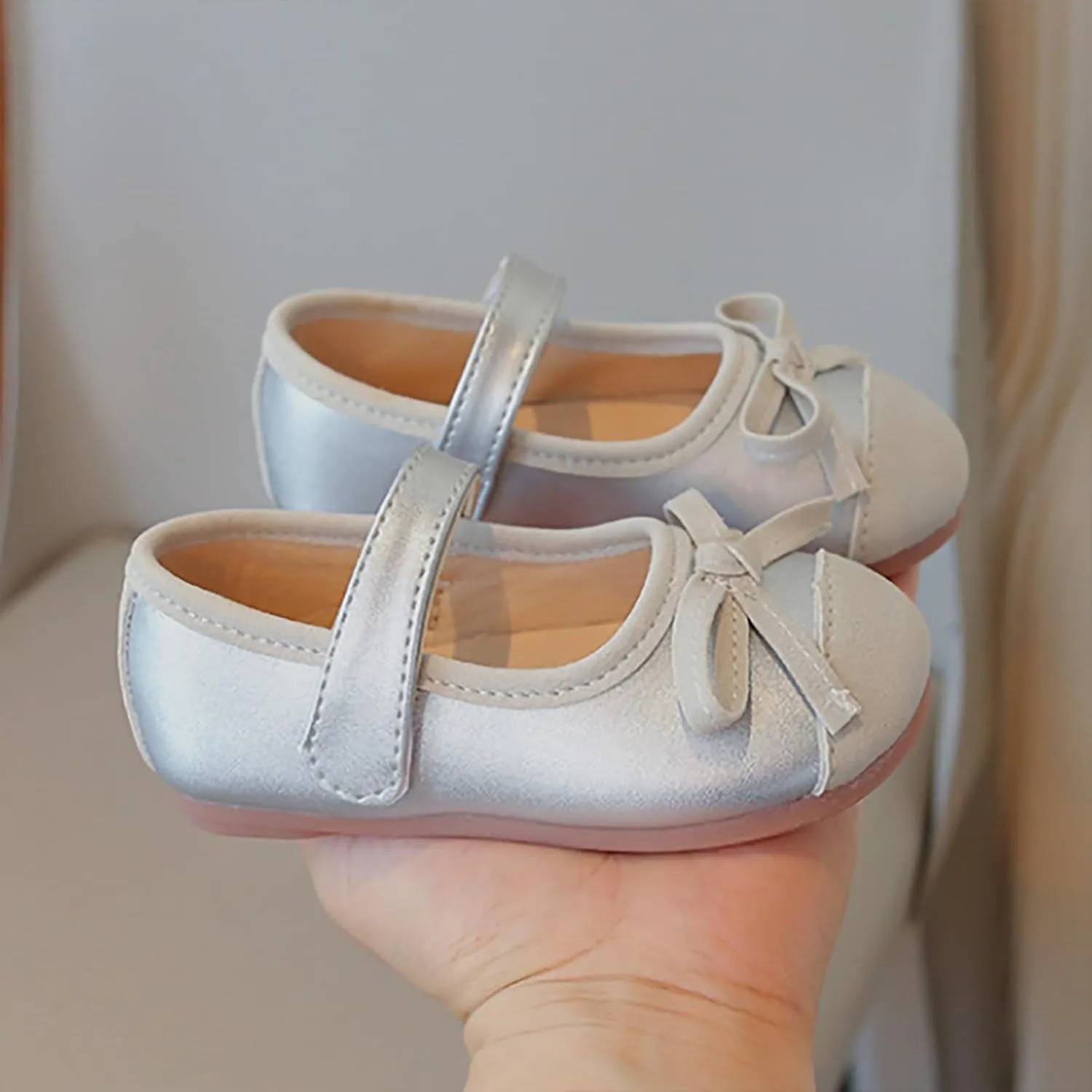 Mary Jane Flat for Toddler Girls Little-Kids Glittery Dress Princess Wedding Ballet Shoes Soft Strap Ballerina