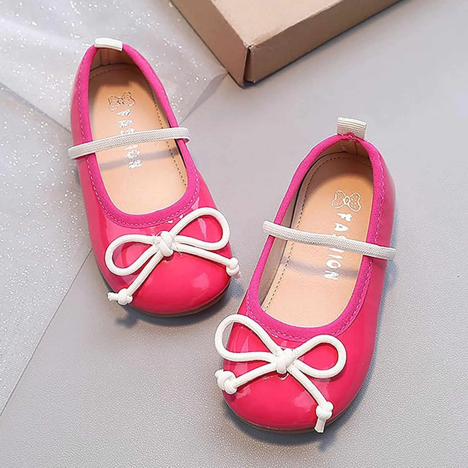 Mary Jane Flat Shoes for Little Girls Toddler Kids Dress Ballet Shoes Non Slip Soft Sole Robe Princess Shoes