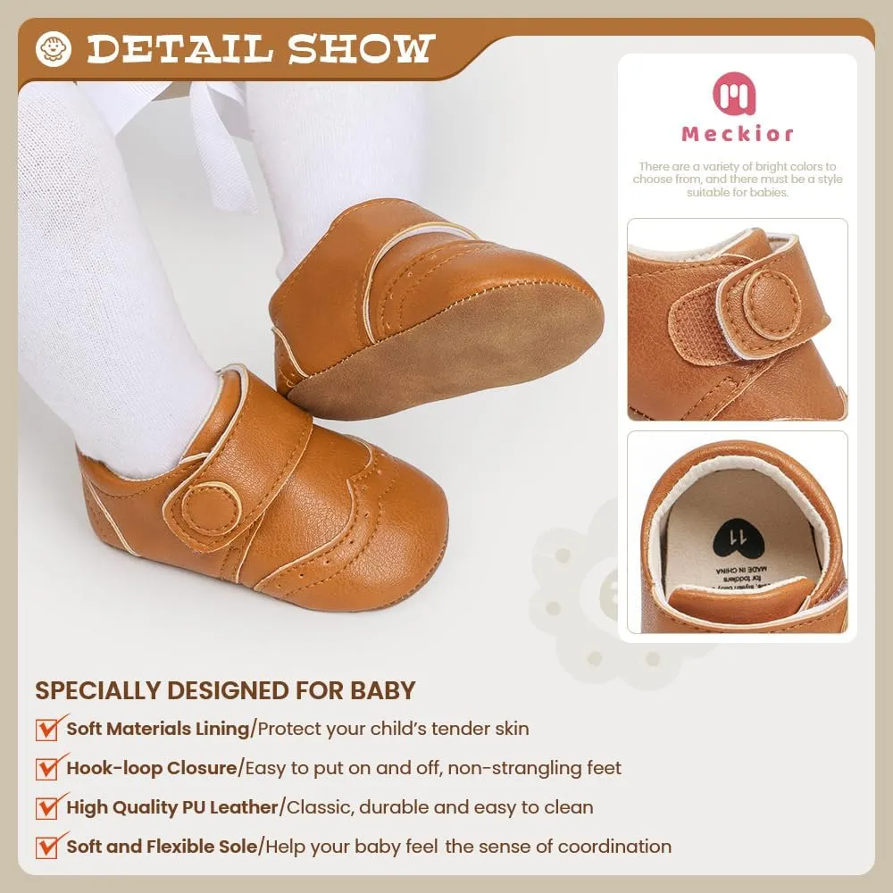 Meckior Infant Baby Girls Boys Premium Soft Sole Tassel Bowknot Moccasins Toddler Prewalker Princess Anti-Slip Crib Baptism Loafers Shoes