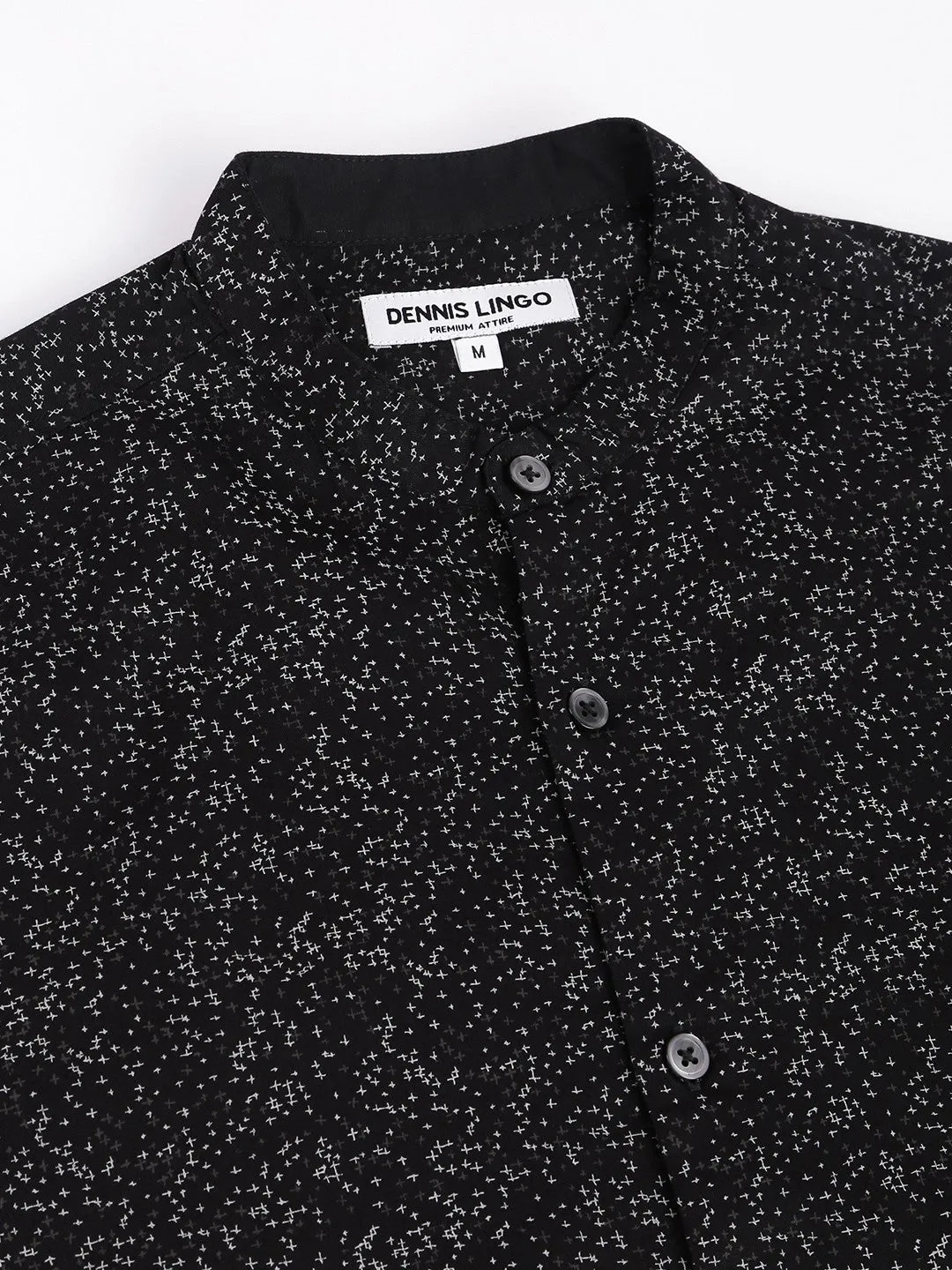 Men's Black Slim Fit Printed Casual Shirt
