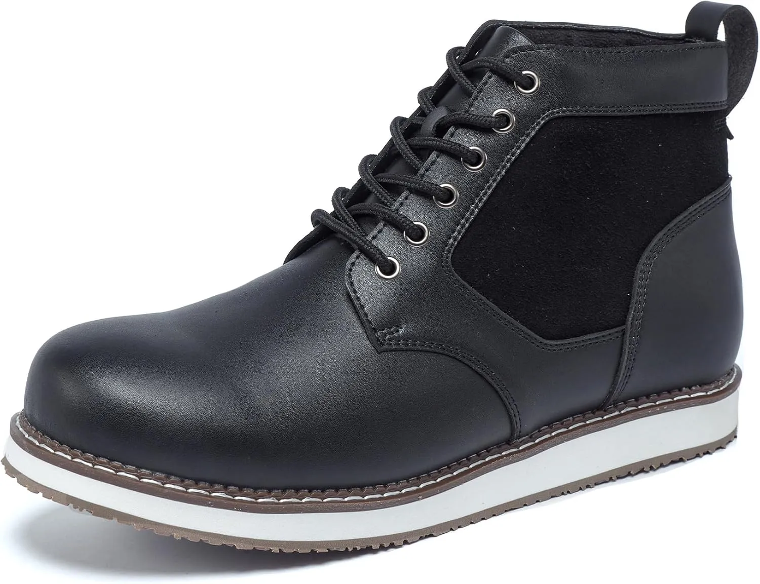 Men's Classic Retro Anti Slip Side Zipper Black Waterproof Low Heeled Riding Boots, Motorcycle Leather Boots, Wide Calf Cowboy Boots, Outdoor Hiking Hunting Boots