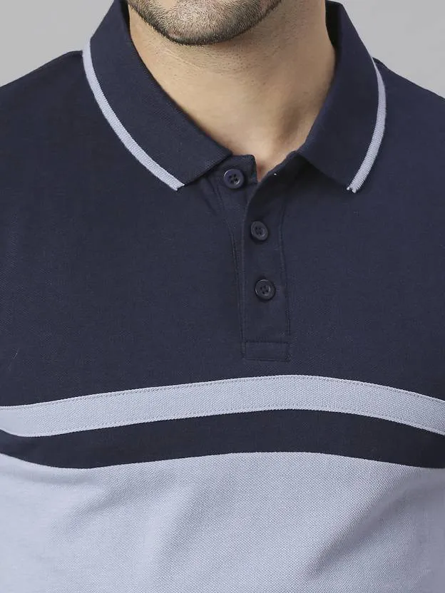 Men's Colourblocked Polo Collar Pure Cotton T-shirt