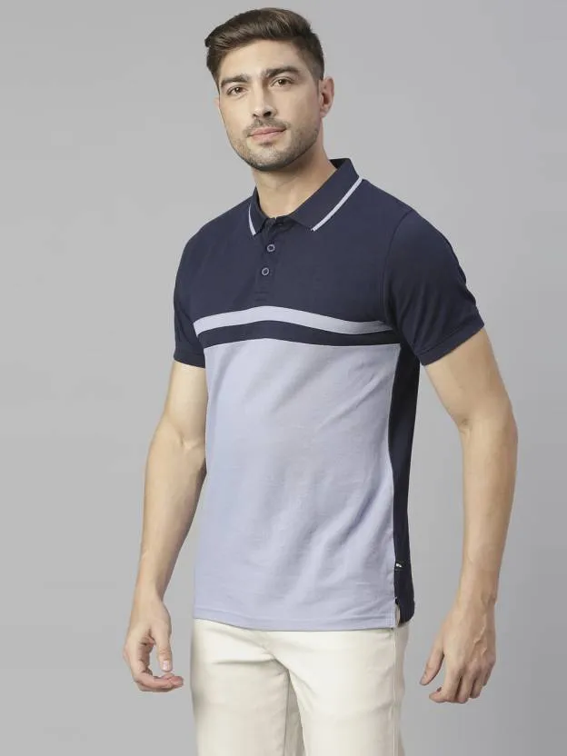 Men's Colourblocked Polo Collar Pure Cotton T-shirt