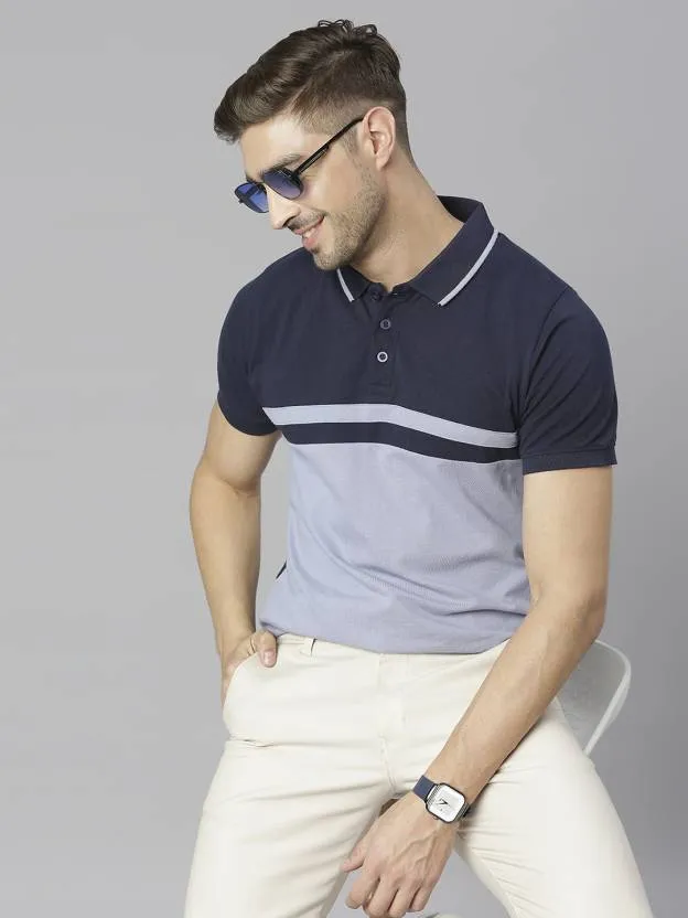 Men's Colourblocked Polo Collar Pure Cotton T-shirt