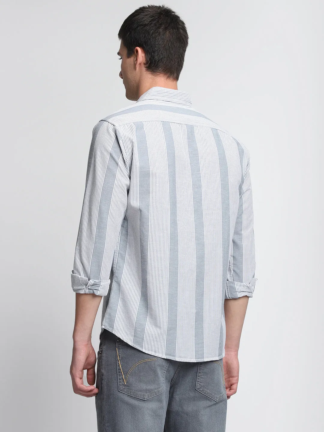 Men's Comfort Slim Fit Striped Pure Cotton Casual Shirt