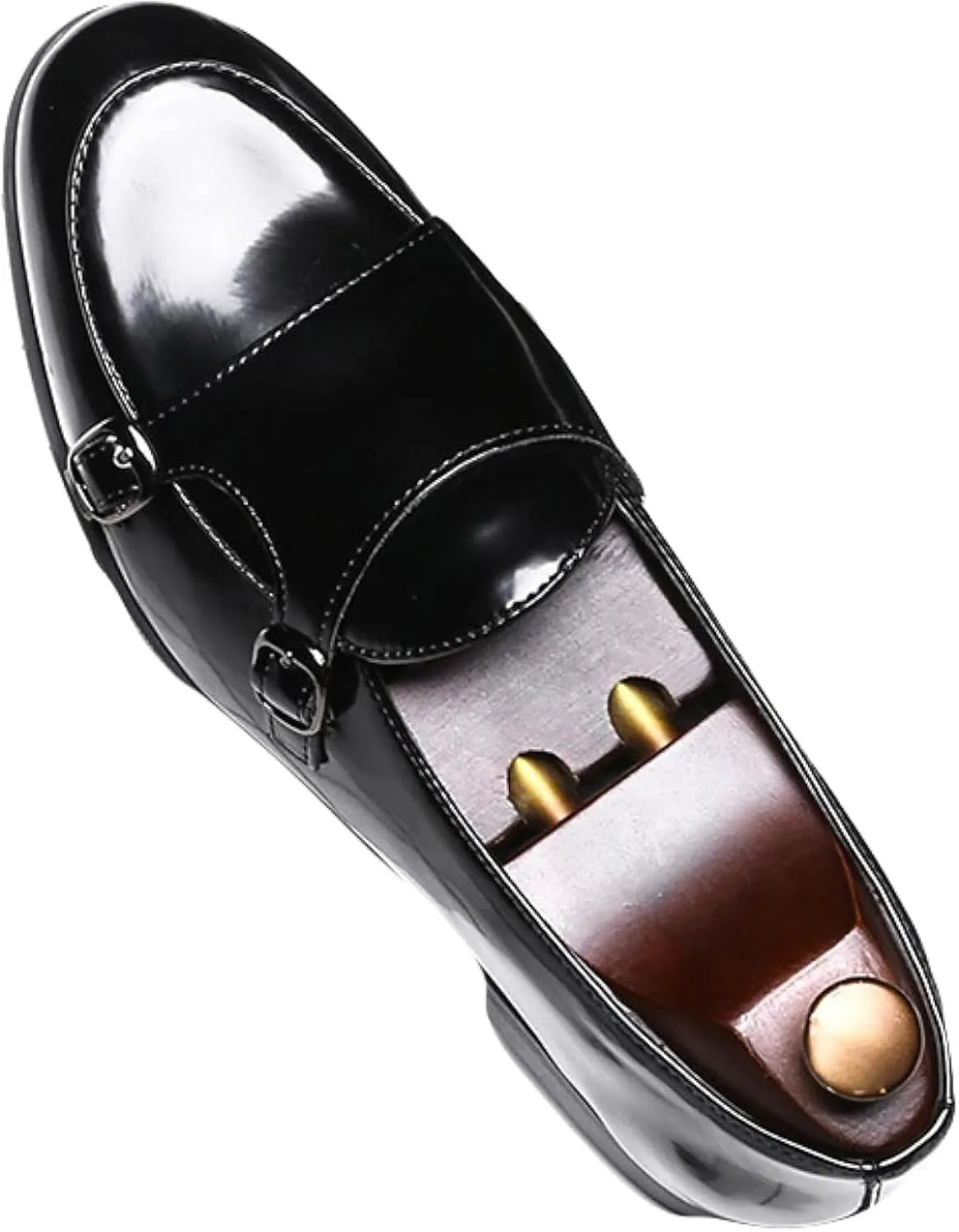 Men's Double Belt Formal Shoes, Casual Shoes, Penny Loafers, Office Casual Shoes, Patent Leather Oxford Shoes