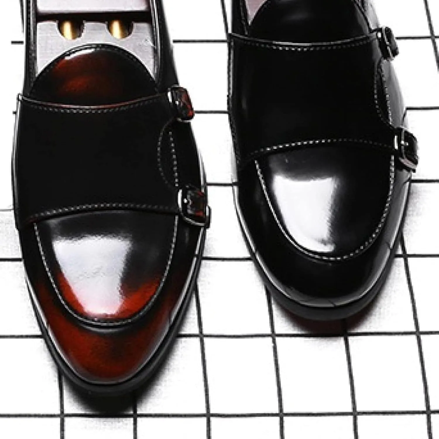 Men's Double Belt Formal Shoes, Casual Shoes, Penny Loafers, Office Casual Shoes, Patent Leather Oxford Shoes