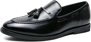 Men's Fashion Retro Tassel Loafers Slip-On Low-Top Casual Business Walking Shoes Comfortable Round Toe Dress Shoes for Men