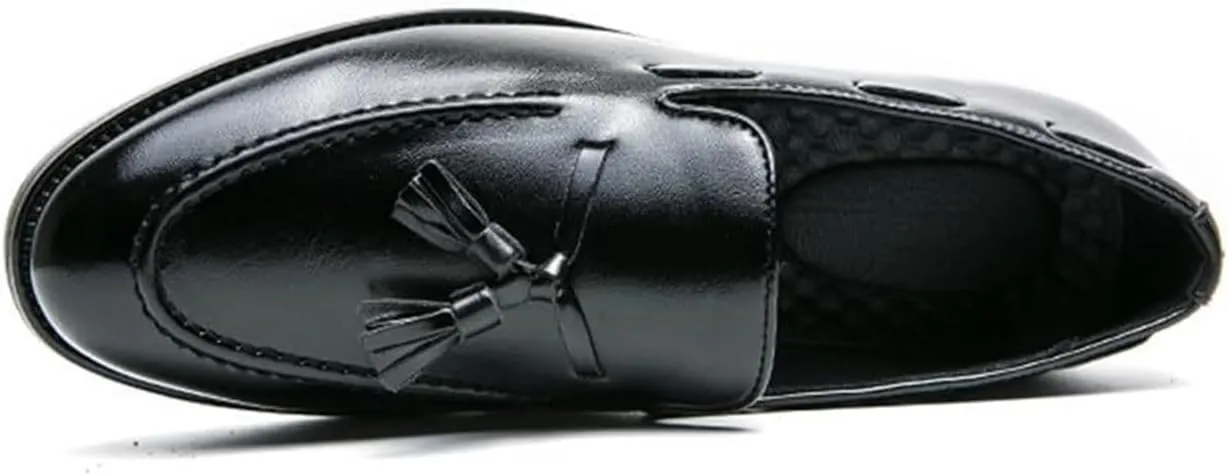 Men's Fashion Retro Tassel Loafers Slip-On Low-Top Casual Business Walking Shoes Comfortable Round Toe Dress Shoes for Men