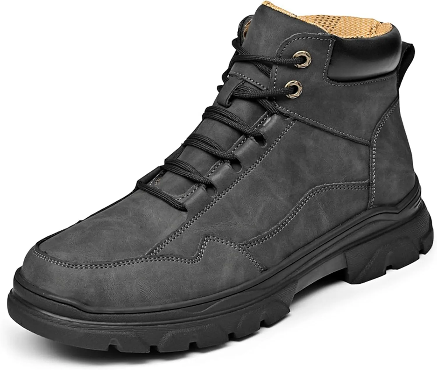 Men's Genuine Leather lace-up Waterproof Hiking Boots Fashion high-top Comfy Oxford Ankle Boots Outdoor Non Slip Casual Slip-on Chukka Work Boots