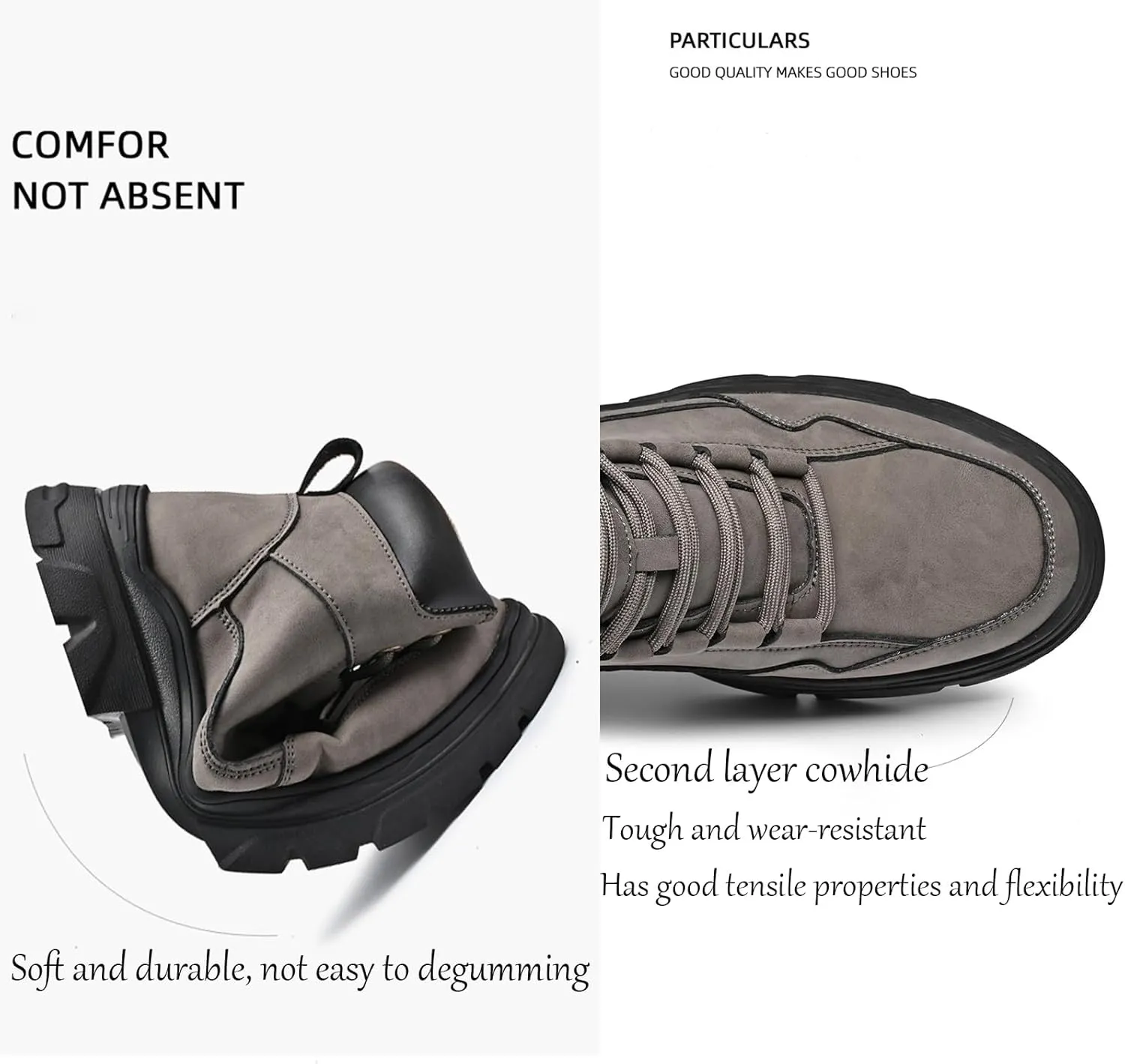 Men's Genuine Leather lace-up Waterproof Hiking Boots Fashion high-top Comfy Oxford Ankle Boots Outdoor Non Slip Casual Slip-on Chukka Work Boots