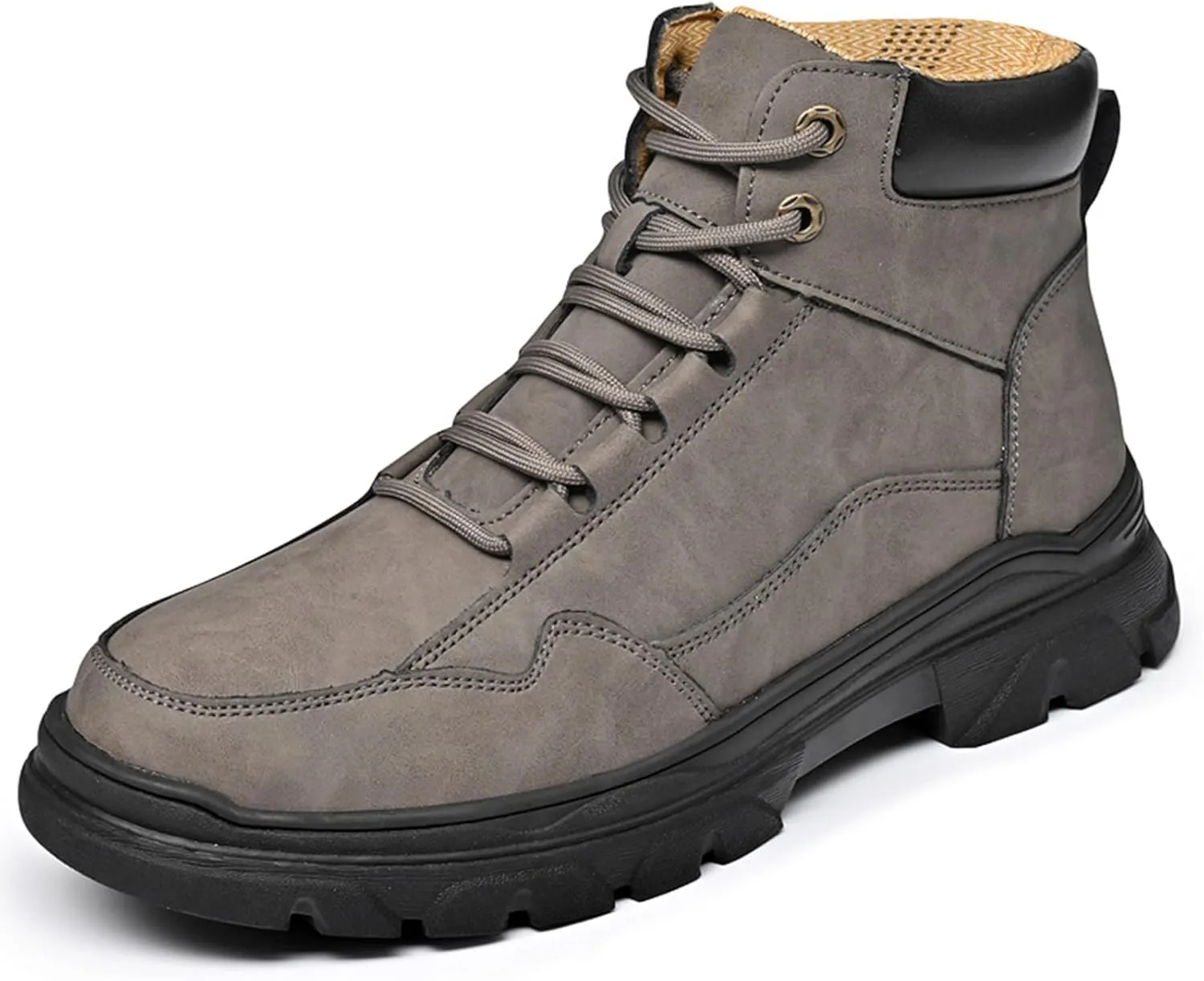 Men's Genuine Leather lace-up Waterproof Hiking Boots Fashion high-top Comfy Oxford Ankle Boots Outdoor Non Slip Casual Slip-on Chukka Work Boots