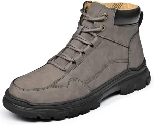 Men's Genuine Leather lace-up Waterproof Hiking Boots Fashion high-top Comfy Oxford Ankle Boots Outdoor Non Slip Casual Slip-on Chukka Work Boots