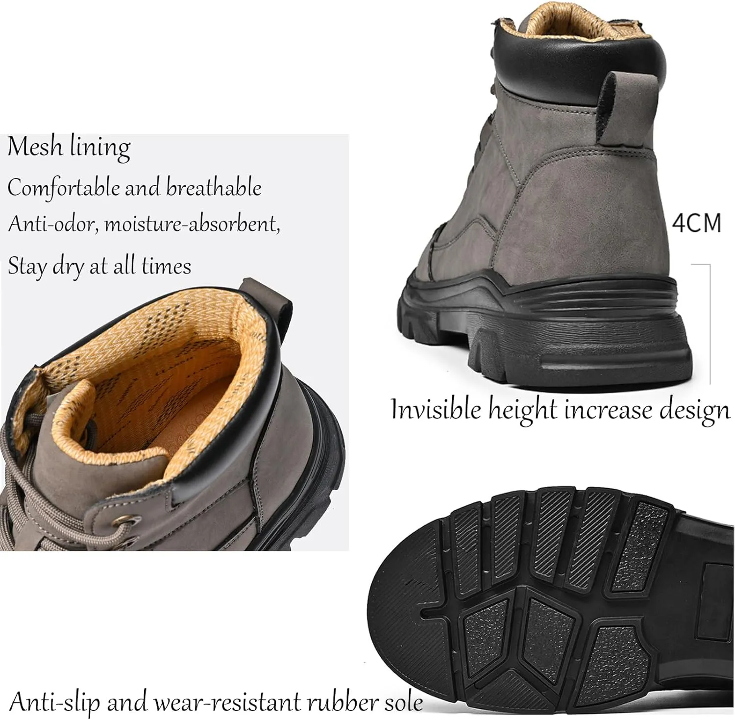 Men's Genuine Leather lace-up Waterproof Hiking Boots Fashion high-top Comfy Oxford Ankle Boots Outdoor Non Slip Casual Slip-on Chukka Work Boots