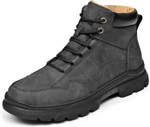 Men's Genuine Leather lace-up Waterproof Hiking Boots Fashion high-top Comfy Oxford Ankle Boots Outdoor Non Slip Casual Slip-on Chukka Work Boots
