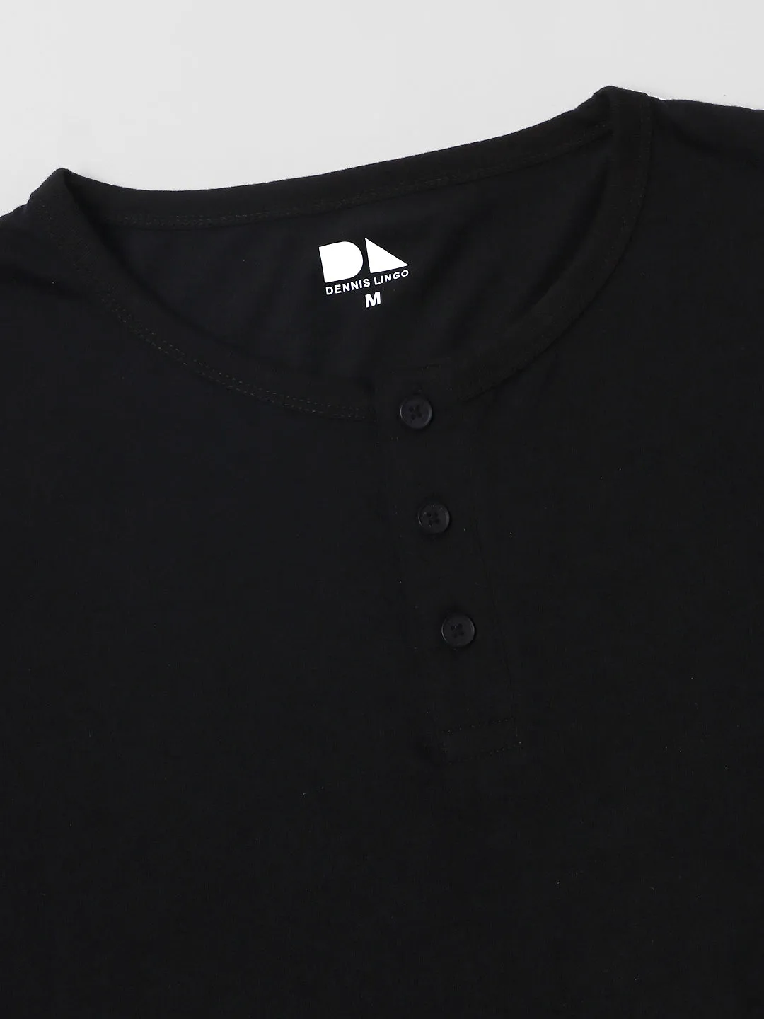 Men's Henley neck Regular Fit Solid Charcoal T-Shirt