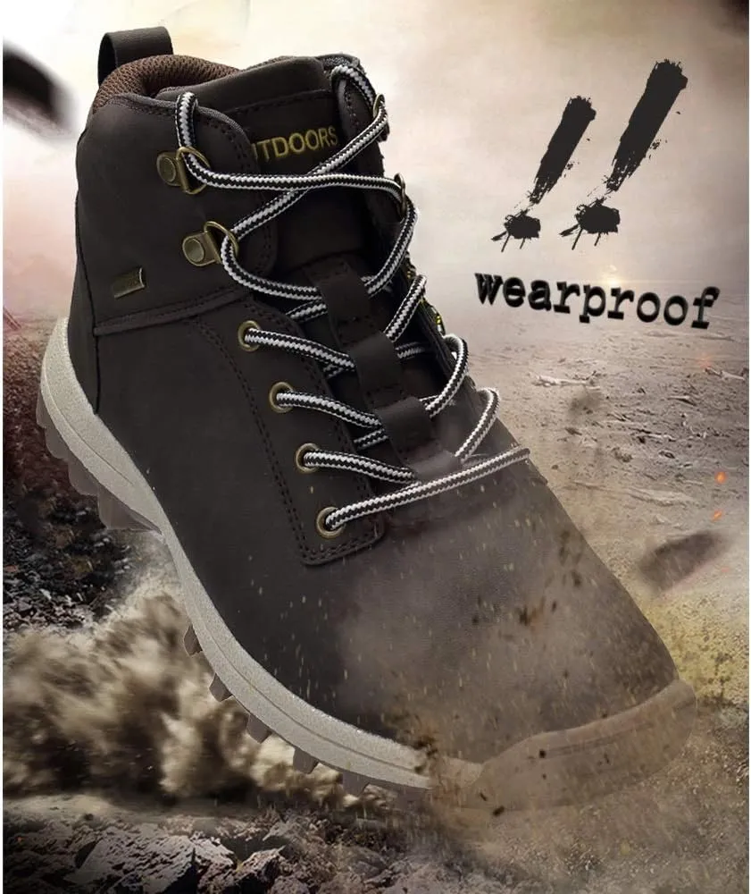 Mens Hiking Boots All Weather Outdoor Boots Waterproof Lace Up Non-Slip Boots