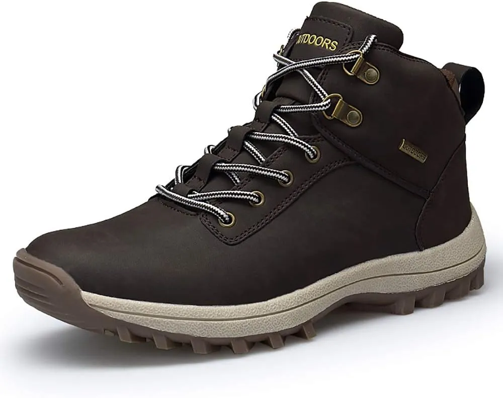 Mens Hiking Boots All Weather Outdoor Boots Waterproof Lace Up Non-Slip Boots