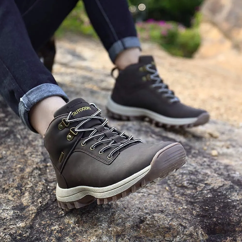 Mens Hiking Boots All Weather Outdoor Boots Waterproof Lace Up Non-Slip Boots