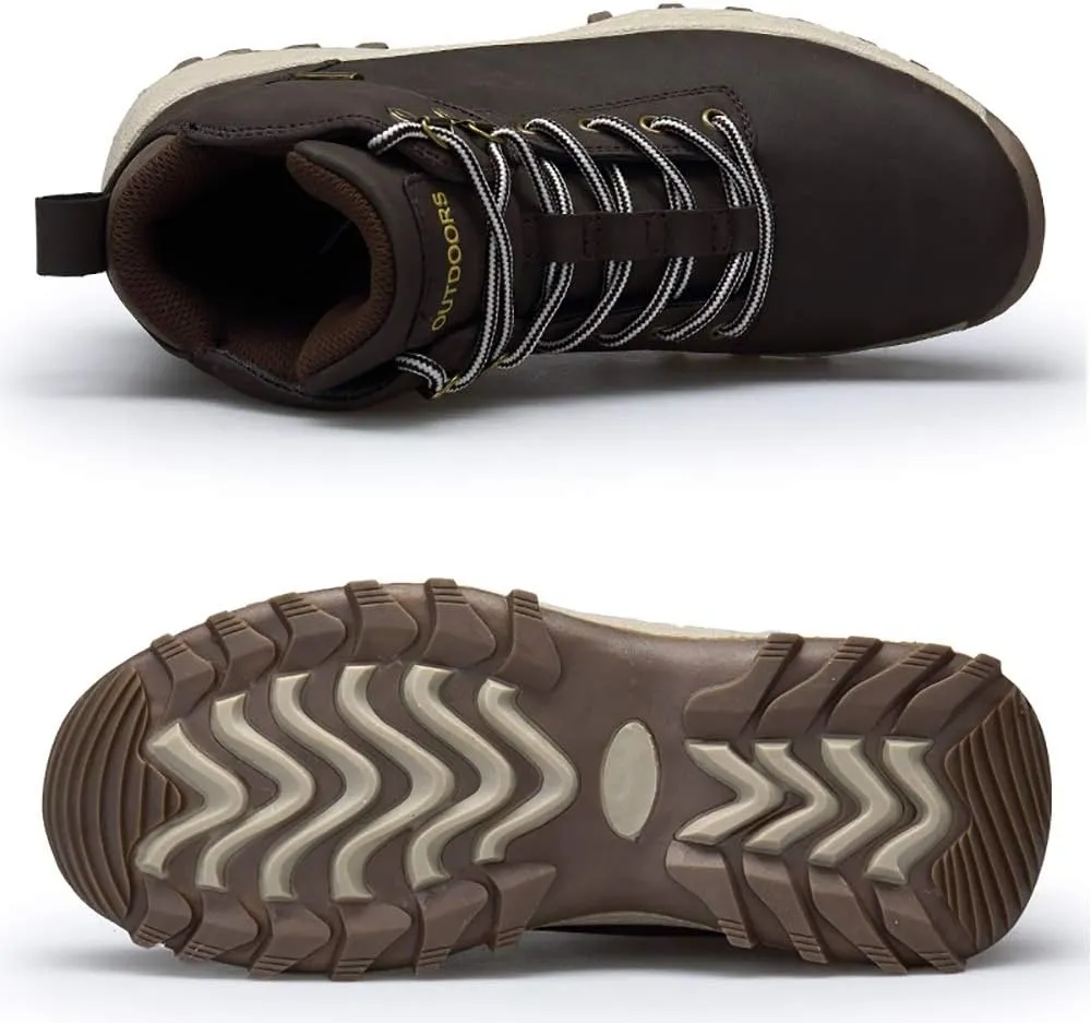 Mens Hiking Boots All Weather Outdoor Boots Waterproof Lace Up Non-Slip Boots