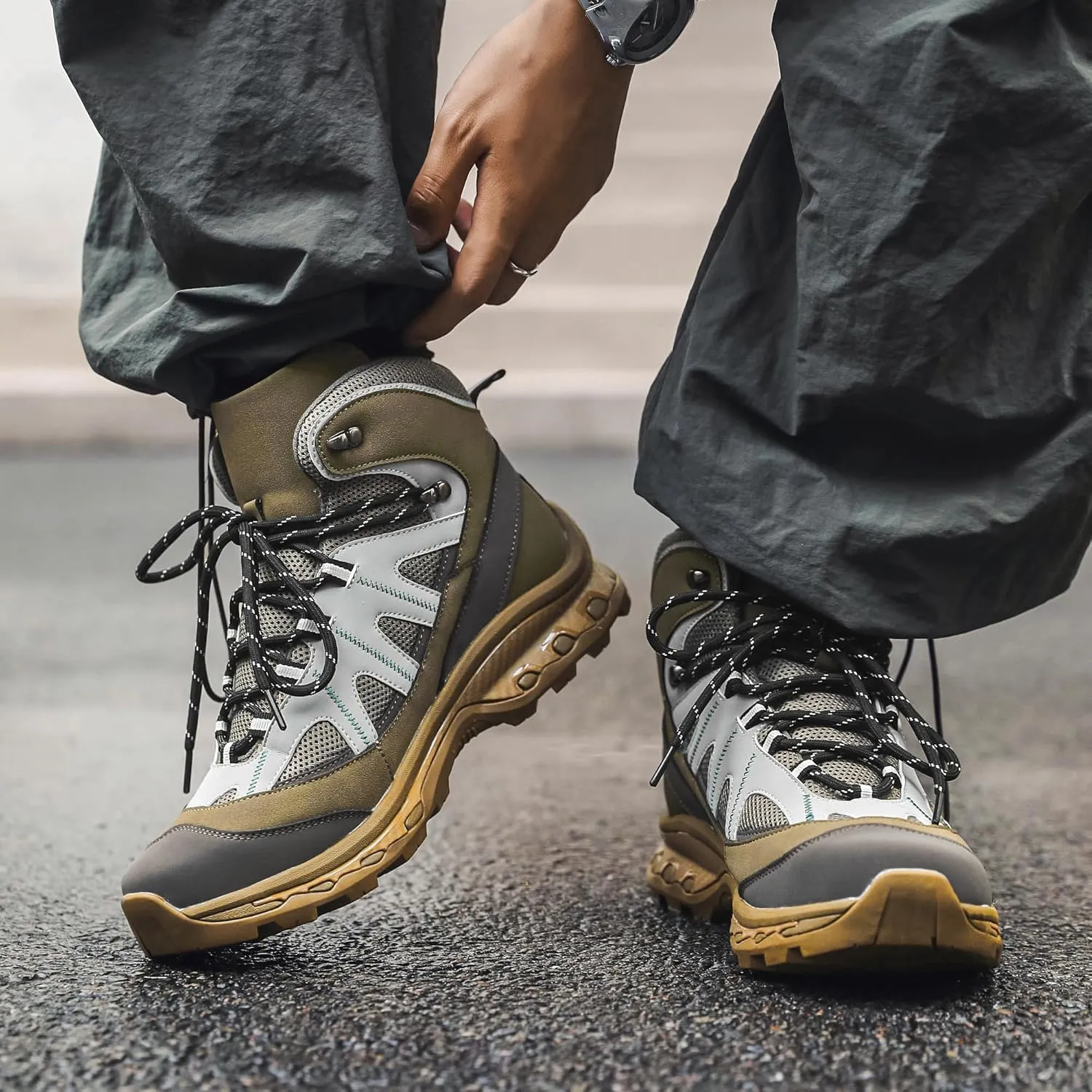 Men's Hiking Boots Outdoor Non-slip Waterproof Ankle Boots Trekking Camping Trail Combat Boots