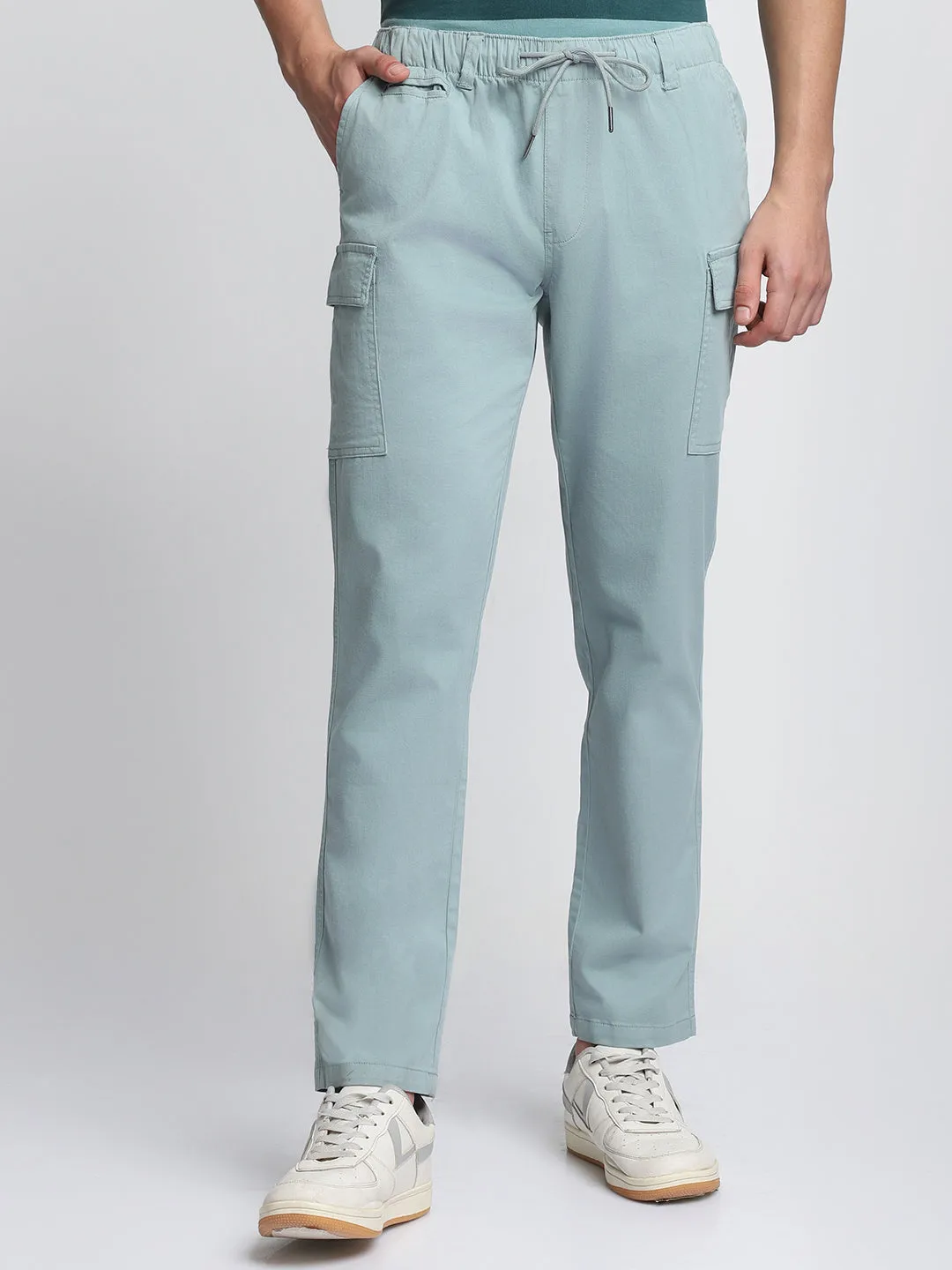 Men's Light Grey Cargo Trousers