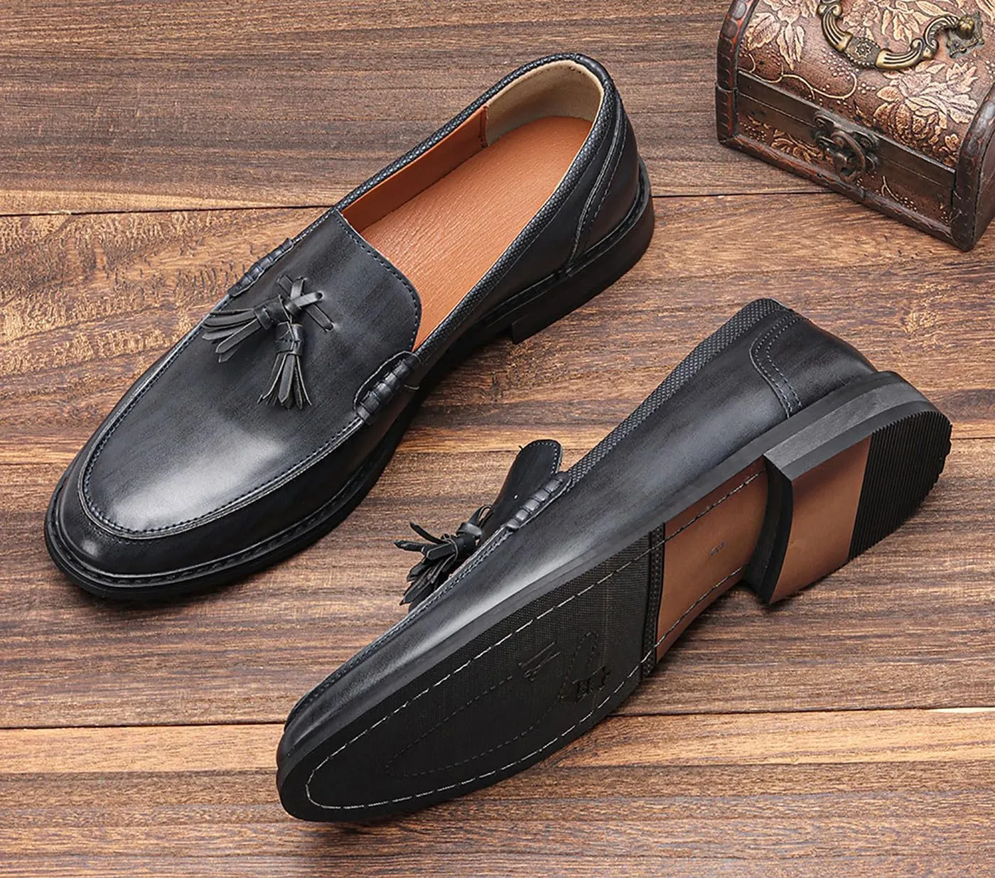 Mens Loafers Casual Dress Slip On Leather Penny Loafers Fashion Wedding Business Tuxedo Walking Shoes for Men