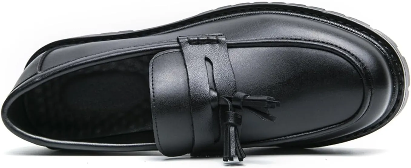 Mens Loafers Casual Slip On Leather Boat Shoes Fashion Wedding Tassel Loafers Business Black Dress Shoes for Men