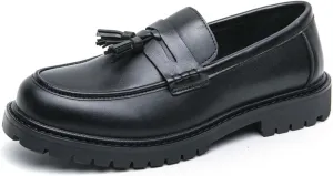Mens Loafers Casual Slip On Leather Boat Shoes Fashion Wedding Tassel Loafers Business Black Dress Shoes for Men