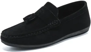 Mens Loafers Nubuck Leather with Tassel Driving Style Loafer Anti-Slip Comfortable Lightweight Outdoor Party Slip-on