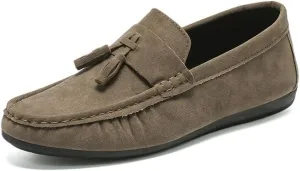 Mens Loafers Nubuck Leather with Tassel Driving Style Loafer Anti-Slip Comfortable Lightweight Outdoor Party Slip-on