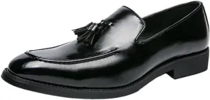 Men's Loafers Shoes Tassel Square Burnished Toe Loafer Vegan Leather Lightweight Comfortable Anti Slip Classic Prom Slip on