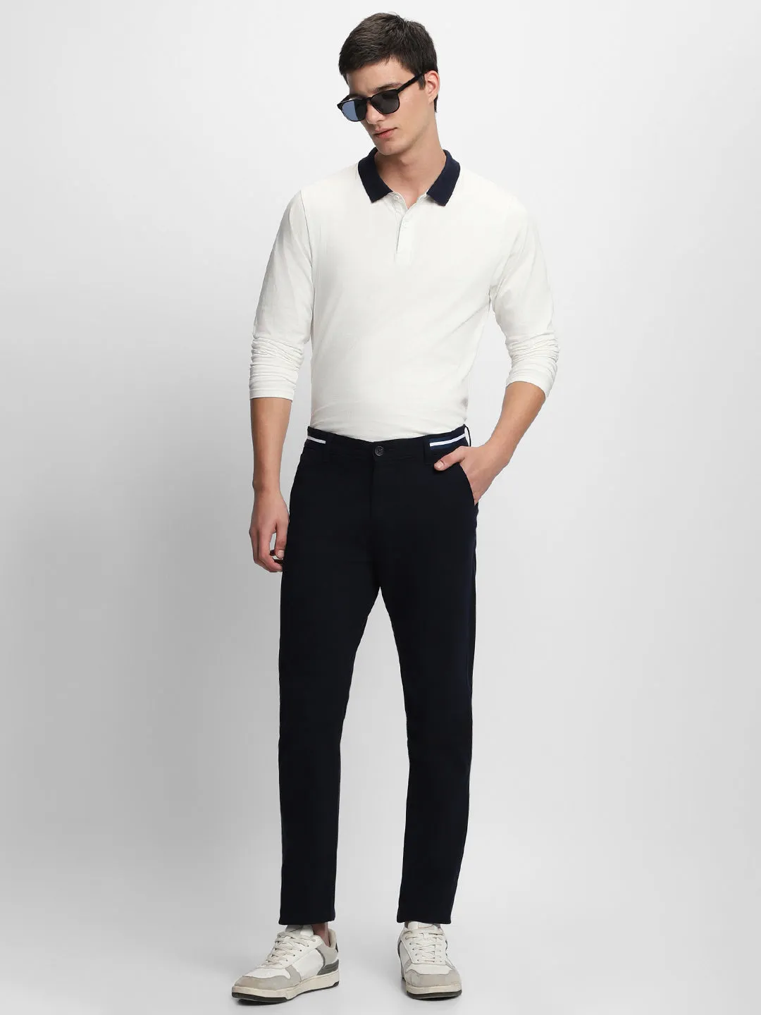 Men's Mid-Rise Slim Fit Wrinkle Free Trousers