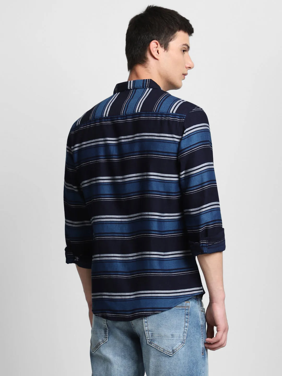 Men's Navy Checkered Full Sleeve Casual Shirts