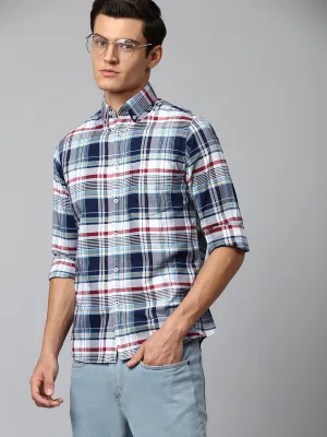 Men's Navy Slim Fit Oxford Casual Shirt