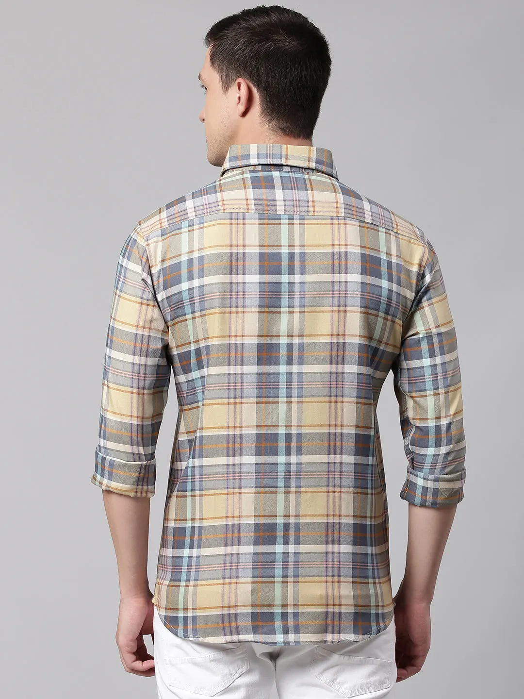 Men's Orange Slim Fit Polycotton Casual Shirt