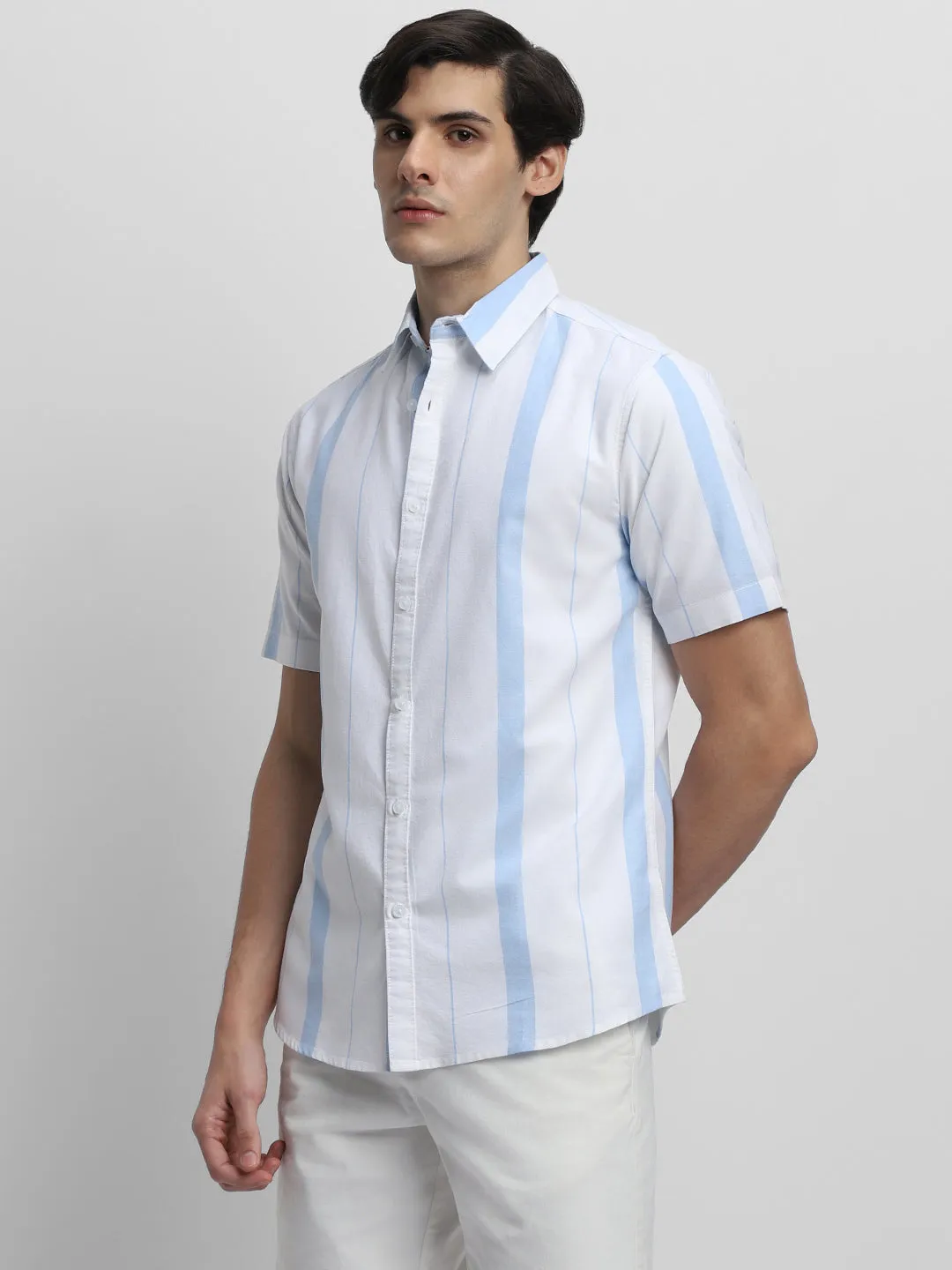 Men's Regular Collar Slim Fit Solid Black Casual Shirts